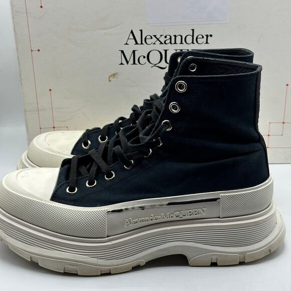 ALEXANDER MCQUEEN Tread Slick Boot Platform Chunky Black White Sz 42 / 9 - Picture 5 of 12